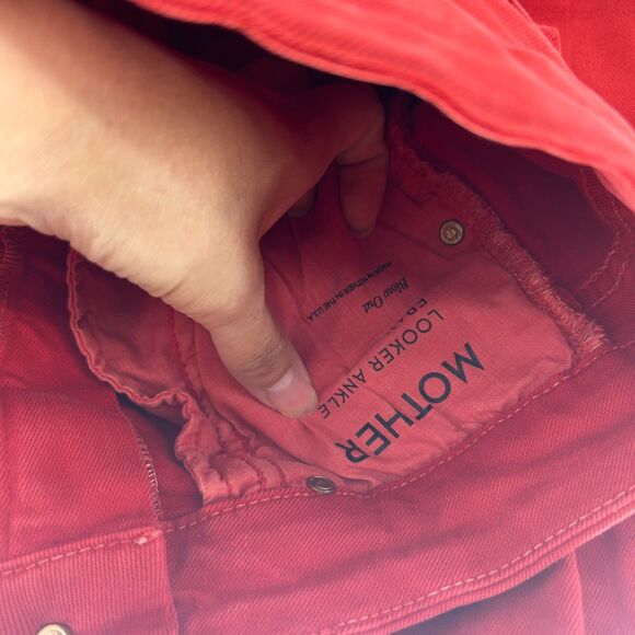 Mother Looker Ankle Fray Skinny Jeans Women's 26 Red Distressed Raw Ankle Pants - Picture 12 of 15